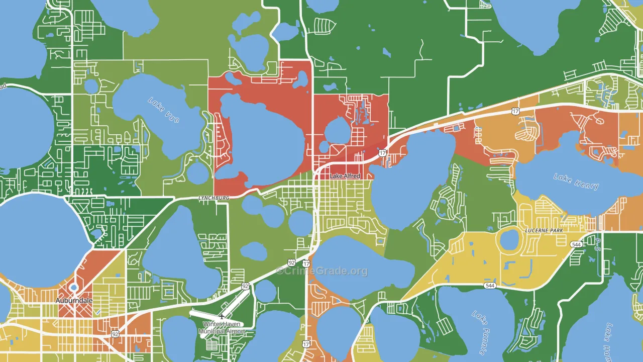 Lake Alfred, FL Map of Drug-Related Crime Rates