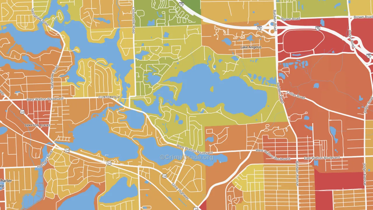 Lake Angelus, MI Map of Drug-Related Crime Rates