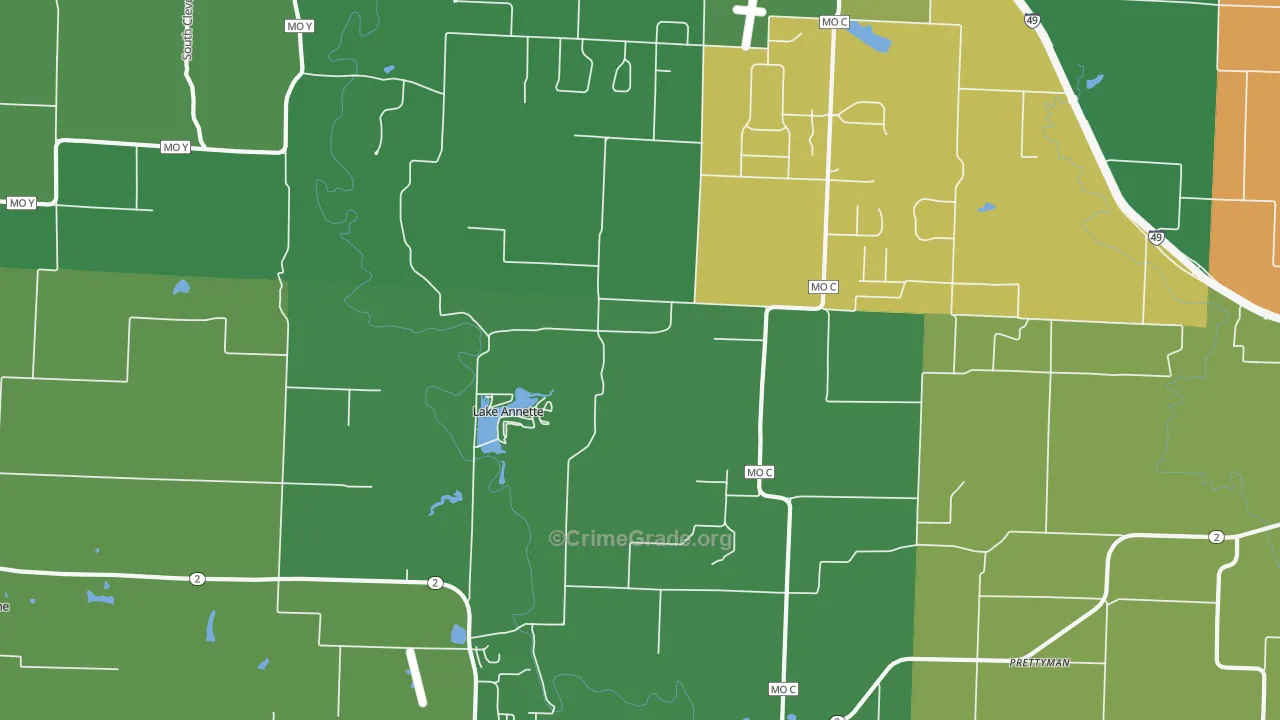 Lake Annette, MO Map of Drug-Related Crime Rates