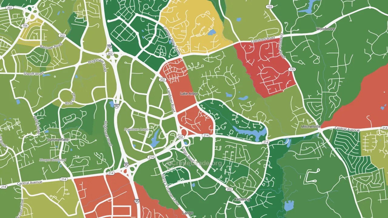 Lake Arbor, MD Map of Drug-Related Crime Rates