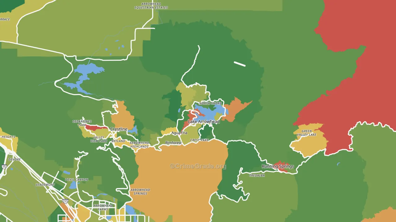 Lake Arrowhead, CA Map of Drug-Related Crime Rates