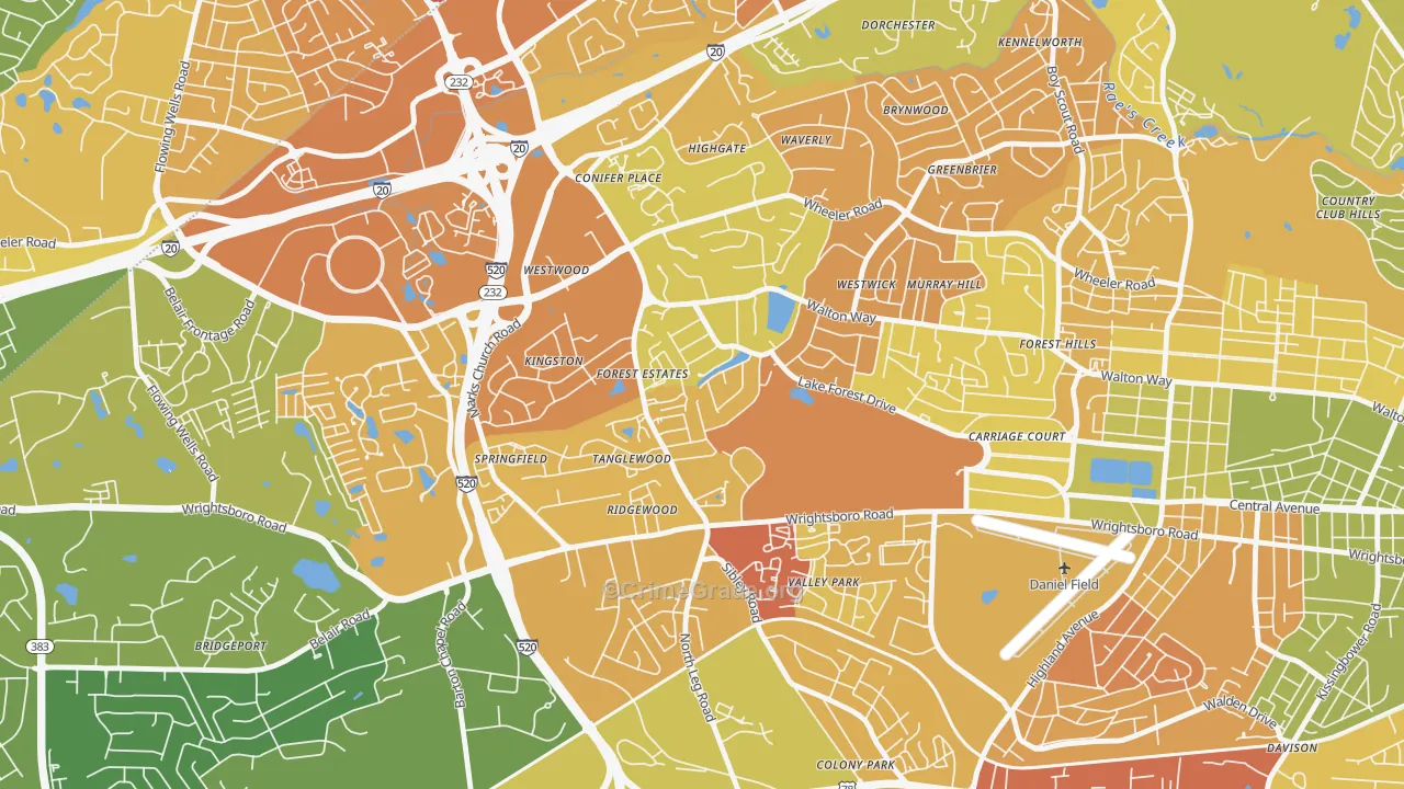 Lake Aumond, Augusta, GA Map of Drug-Related Crime Rates
