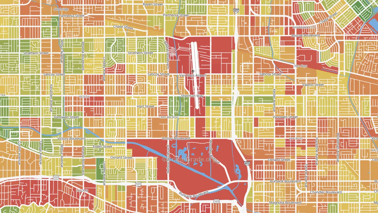 Lake Balboa, Van Nuys, CA Map of Drug-Related Crime Rates