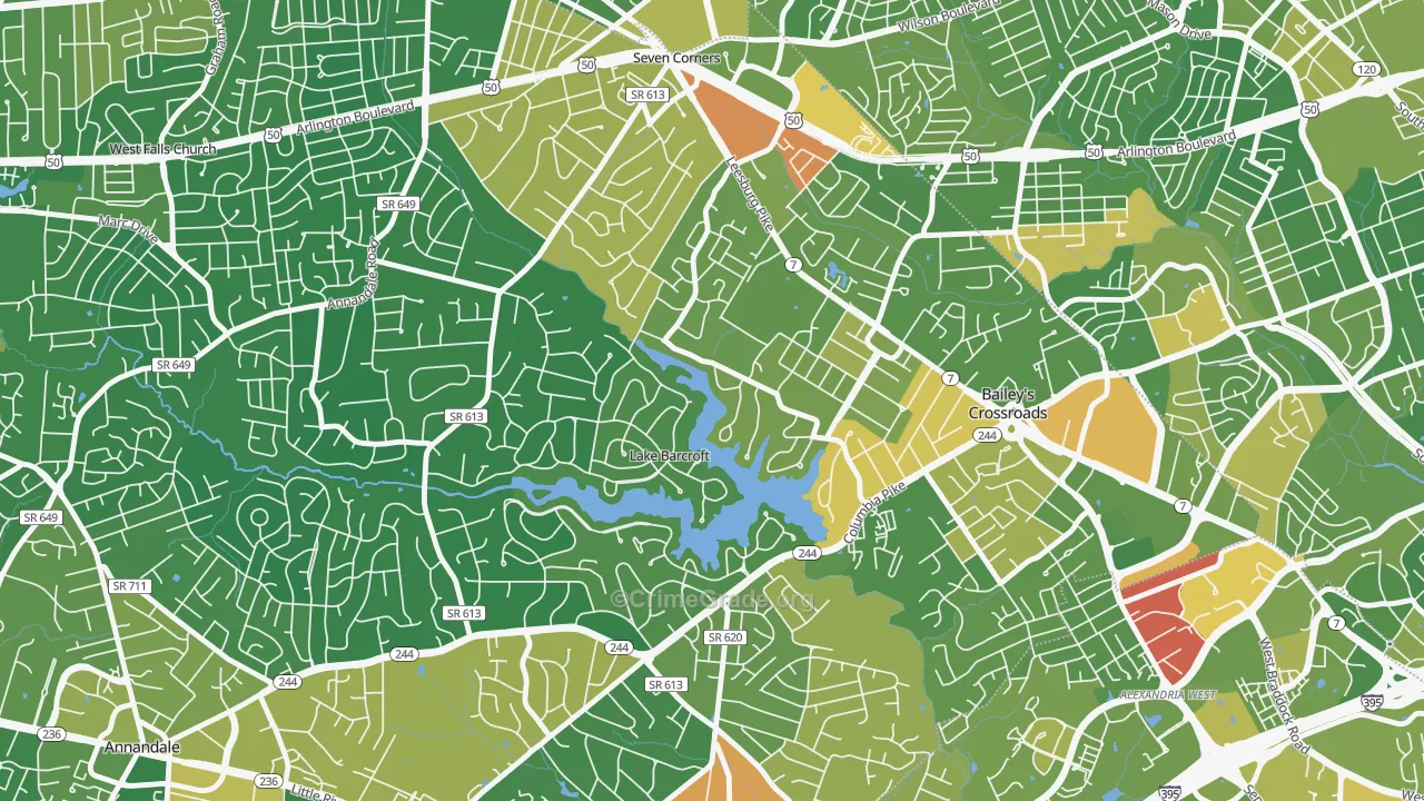Lake Barcroft, Falls Church, VA Map of Drug-Related Crime Rates