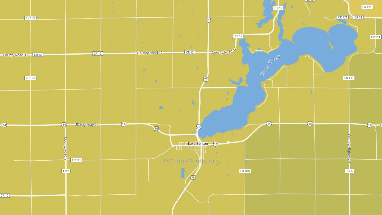 Lake Benton, MN Map of Drug-Related Crime Rates