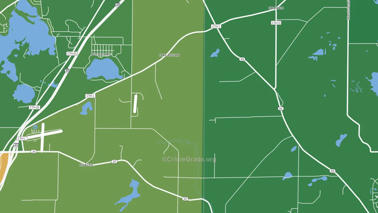 Lake Beulah, WI Map of Drug-Related Crime Rates
