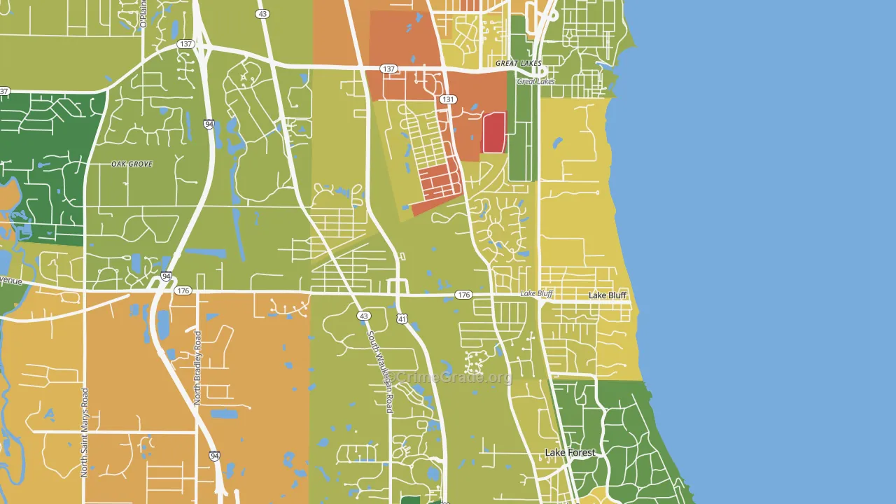 Lake Bluff, IL Map of Drug-Related Crime Rates