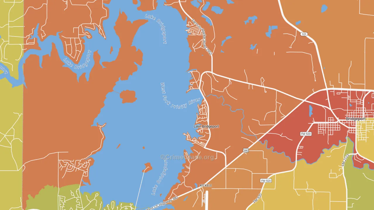 Lake Bridgeport, TX Map of Drug-Related Crime Rates