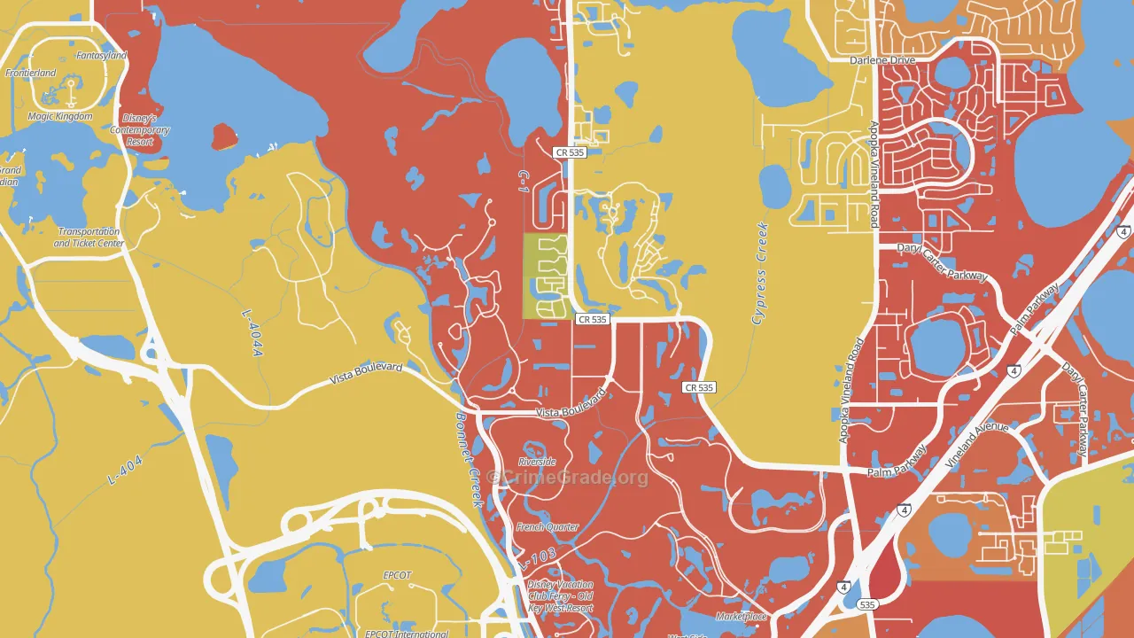 Lake Buena Vista, FL Map of Drug-Related Crime Rates
