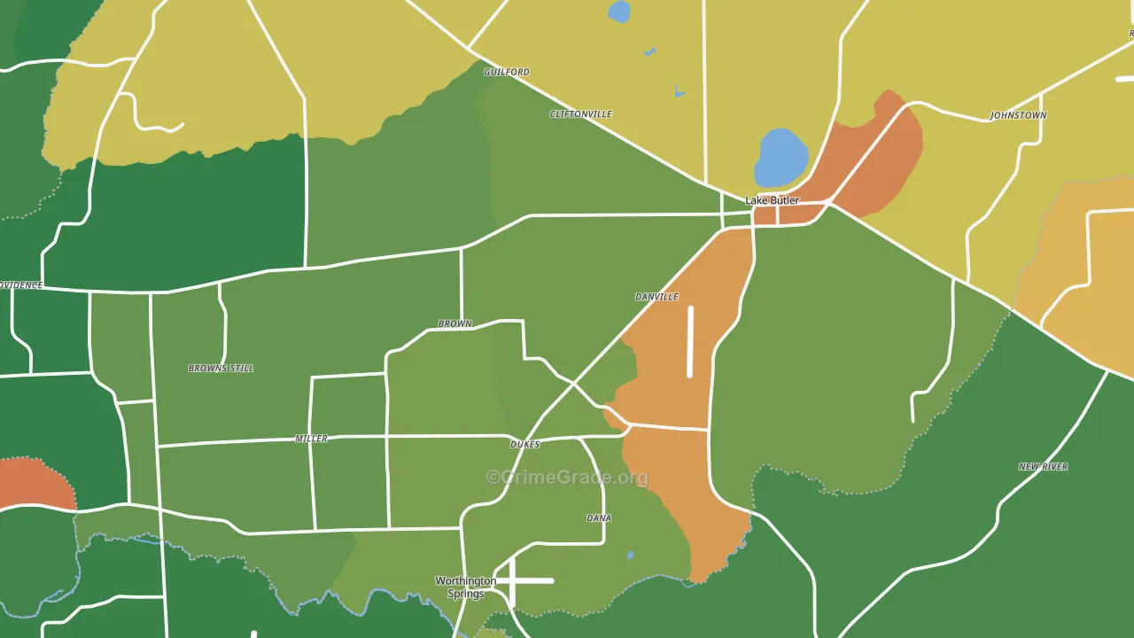 Lake Butler, FL Map of Drug-Related Crime Rates