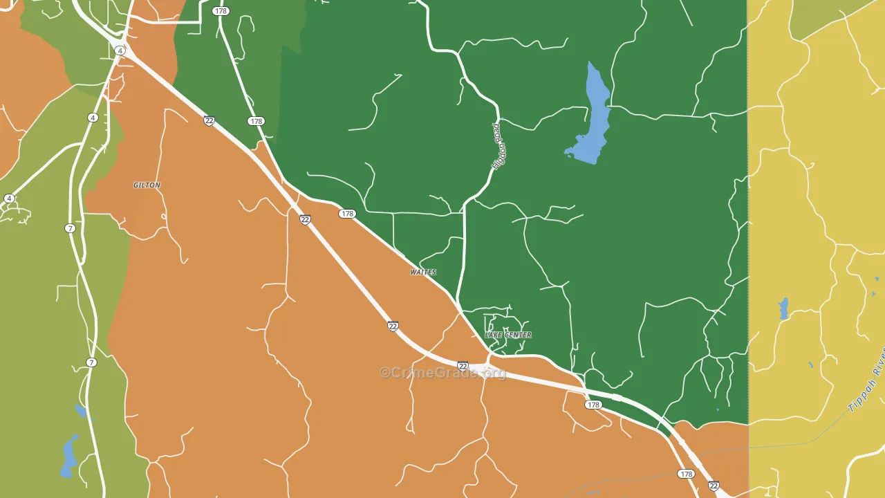 Lake Center, MS Map of Drug-Related Crime Rates