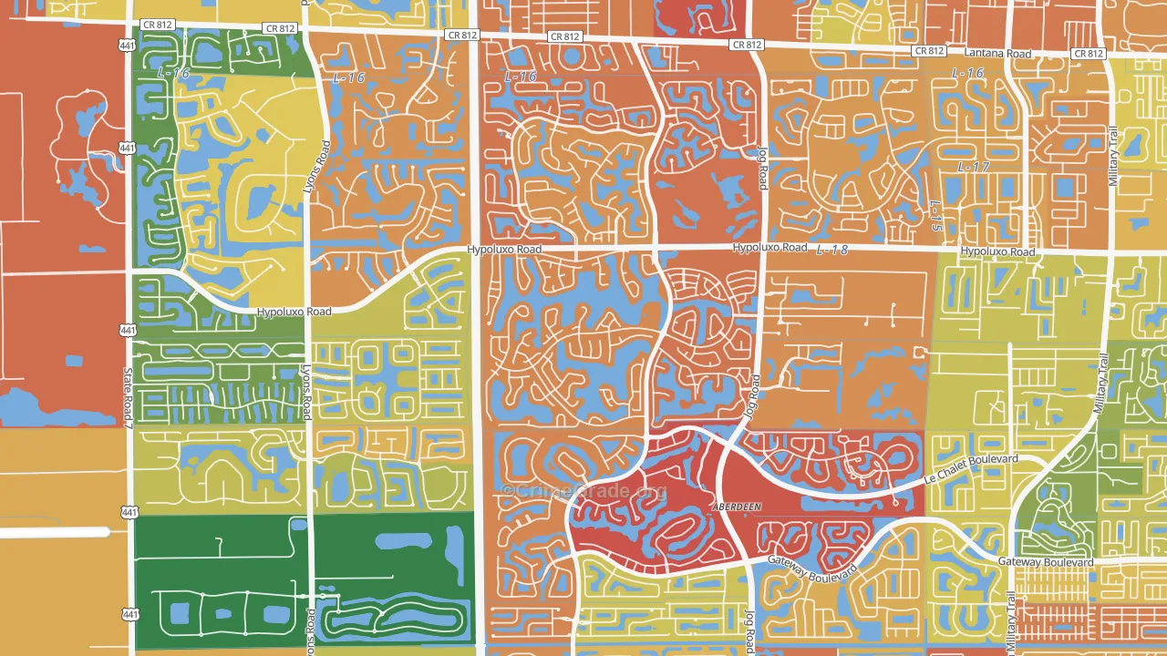 Lake Charleston, Lake Worth, FL Map of Drug-Related Crime Rates