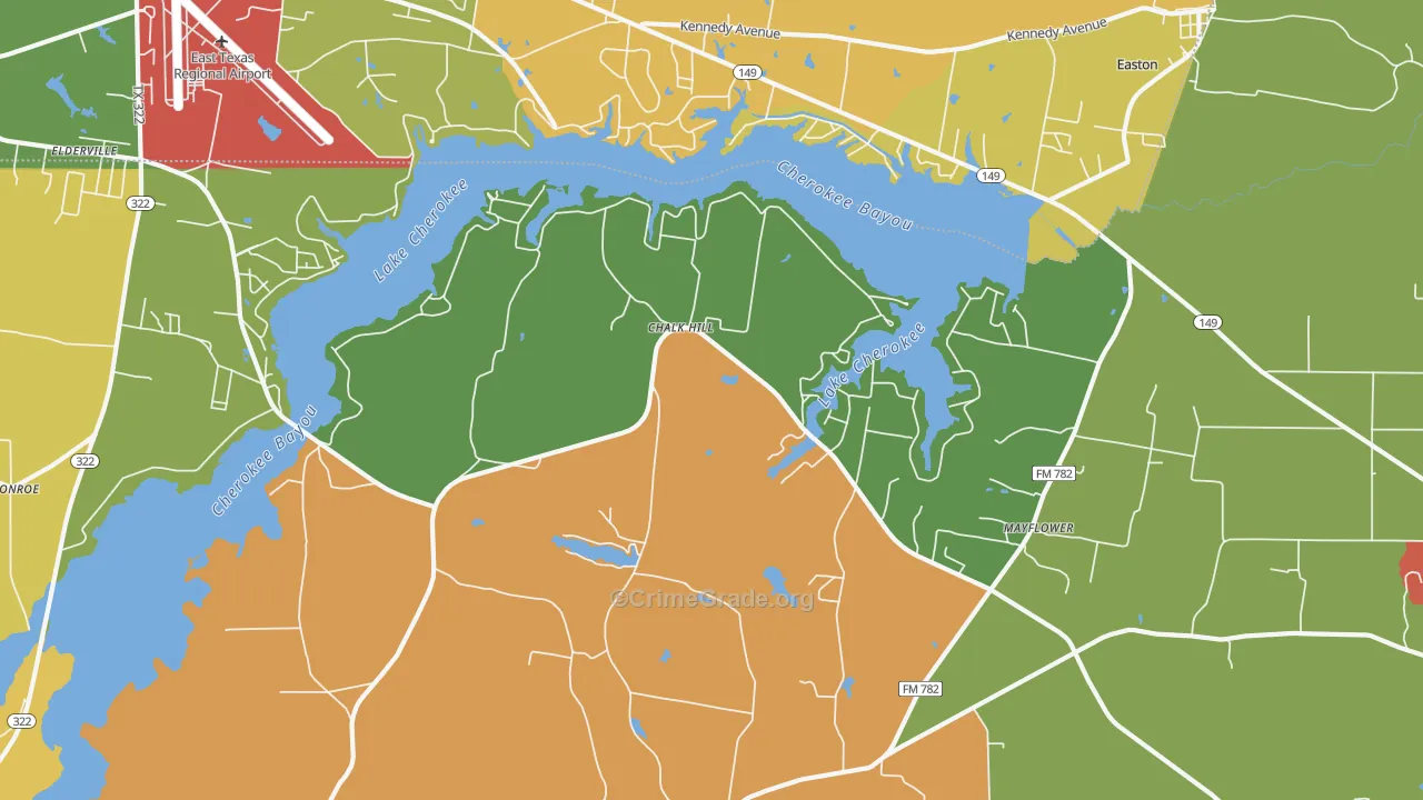 Lake Cherokee, TX Map of Drug-Related Crime Rates