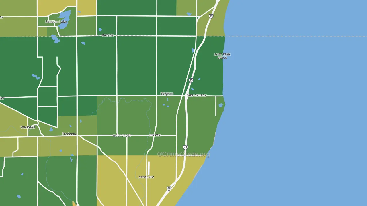 Lake Church, WI Map of Drug-Related Crime Rates