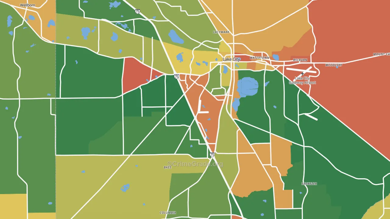 Lake City, FL Map of Drug-Related Crime Rates