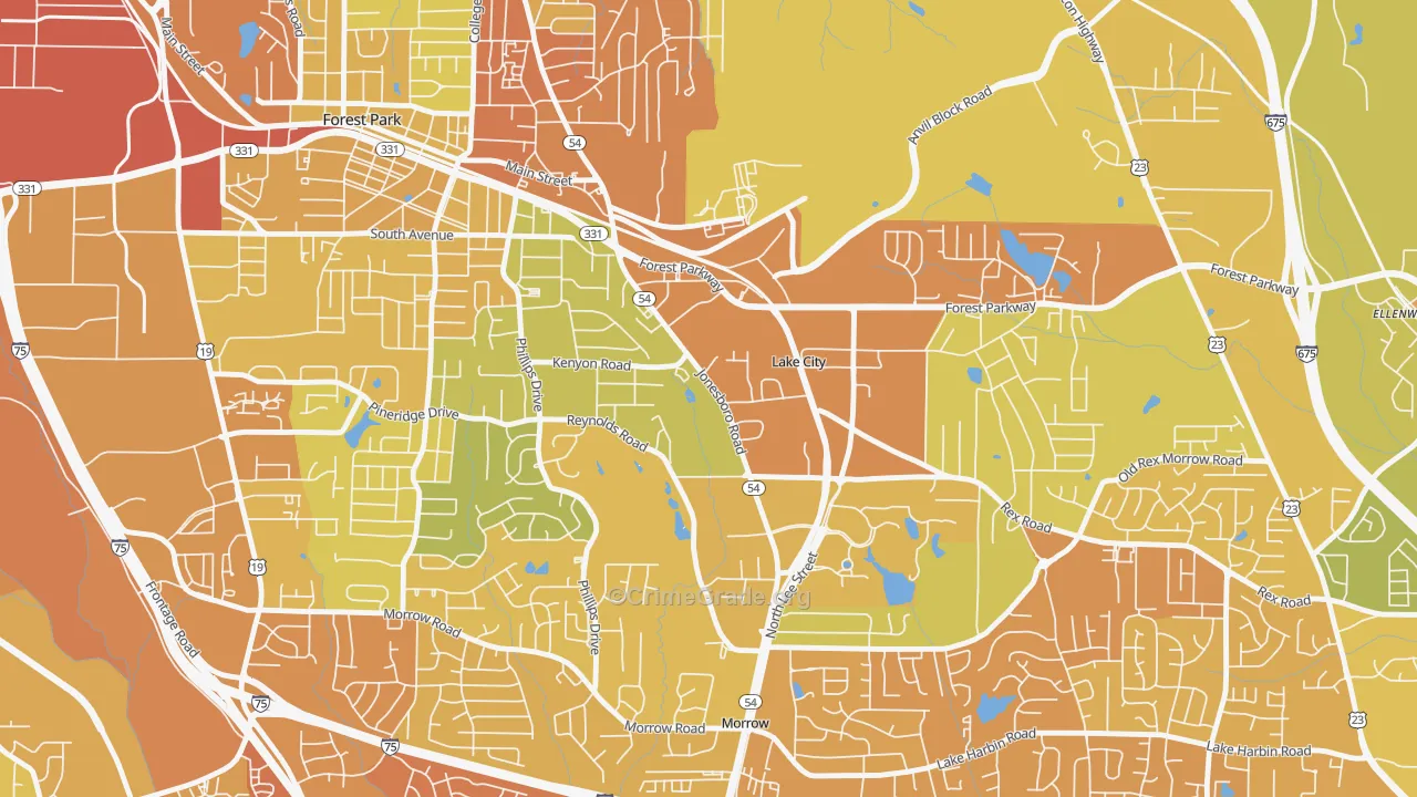Lake City, GA Map of Drug-Related Crime Rates