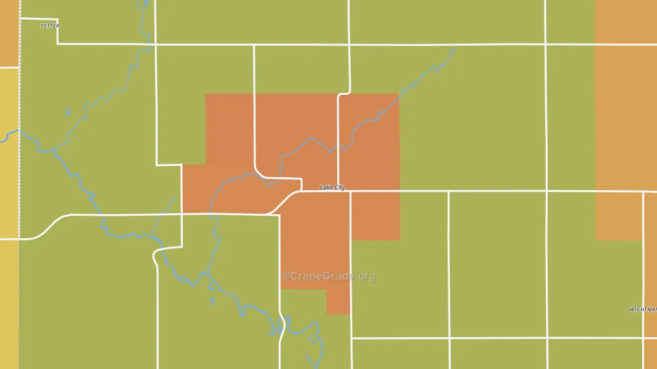 Lake City, IA Map of Drug-Related Crime Rates