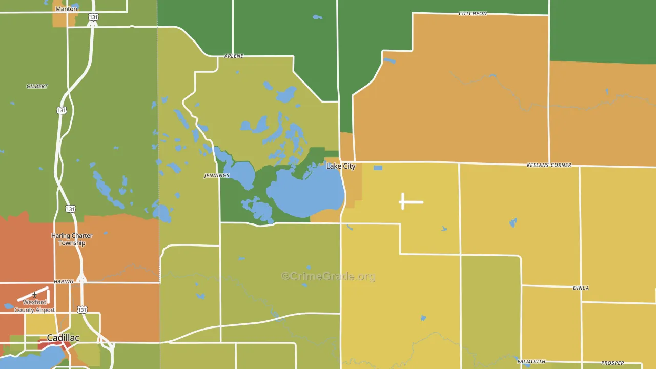 Lake City, MI Map of Drug-Related Crime Rates