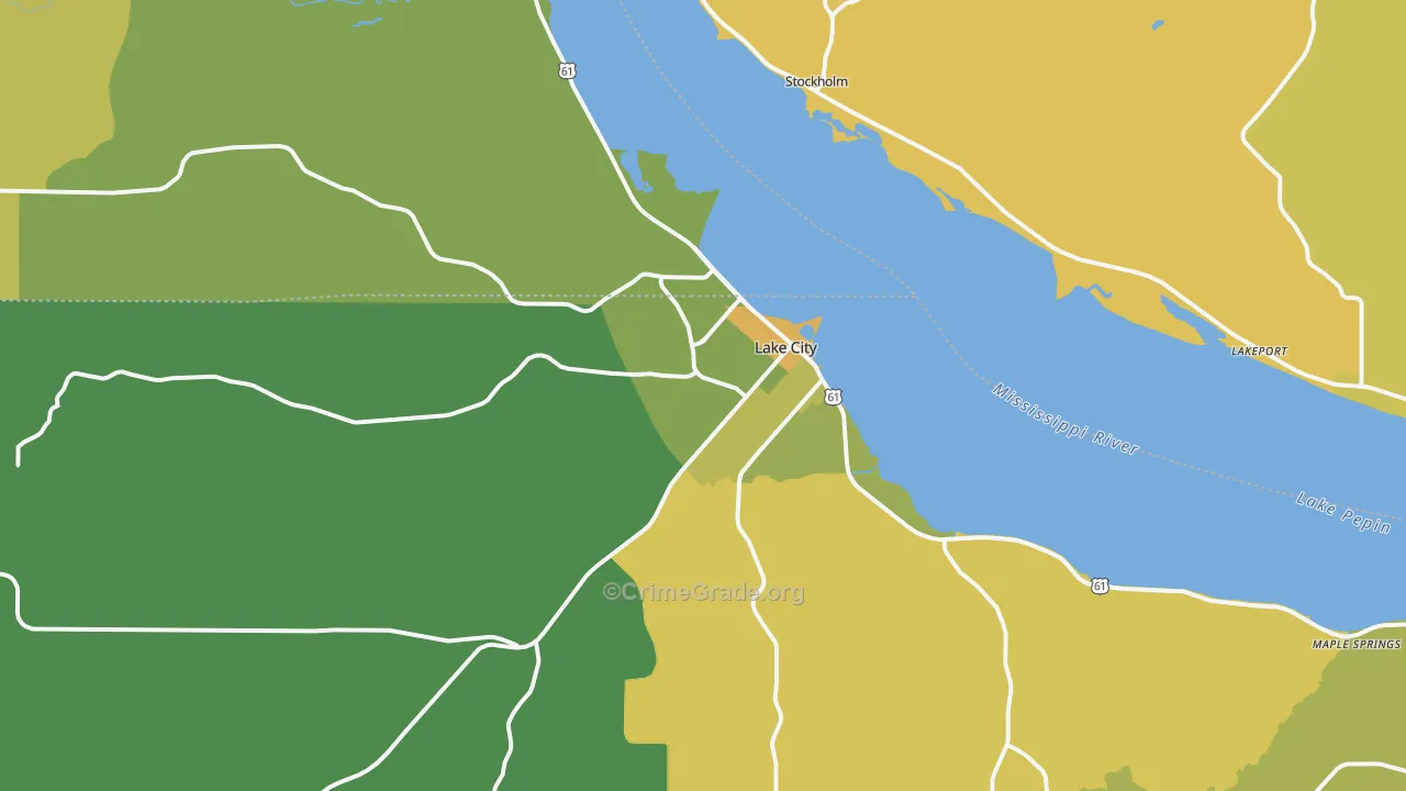 Lake City, MN Map of Drug-Related Crime Rates