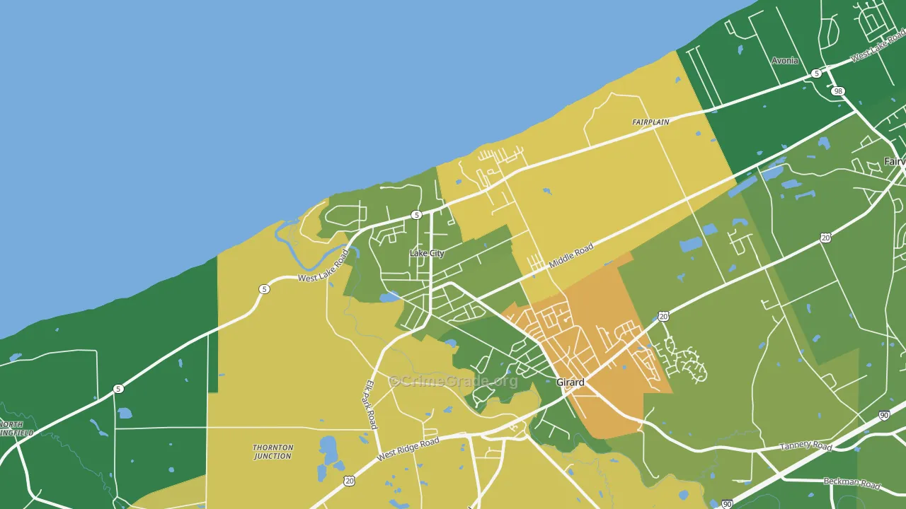 Lake City, PA Map of Drug-Related Crime Rates