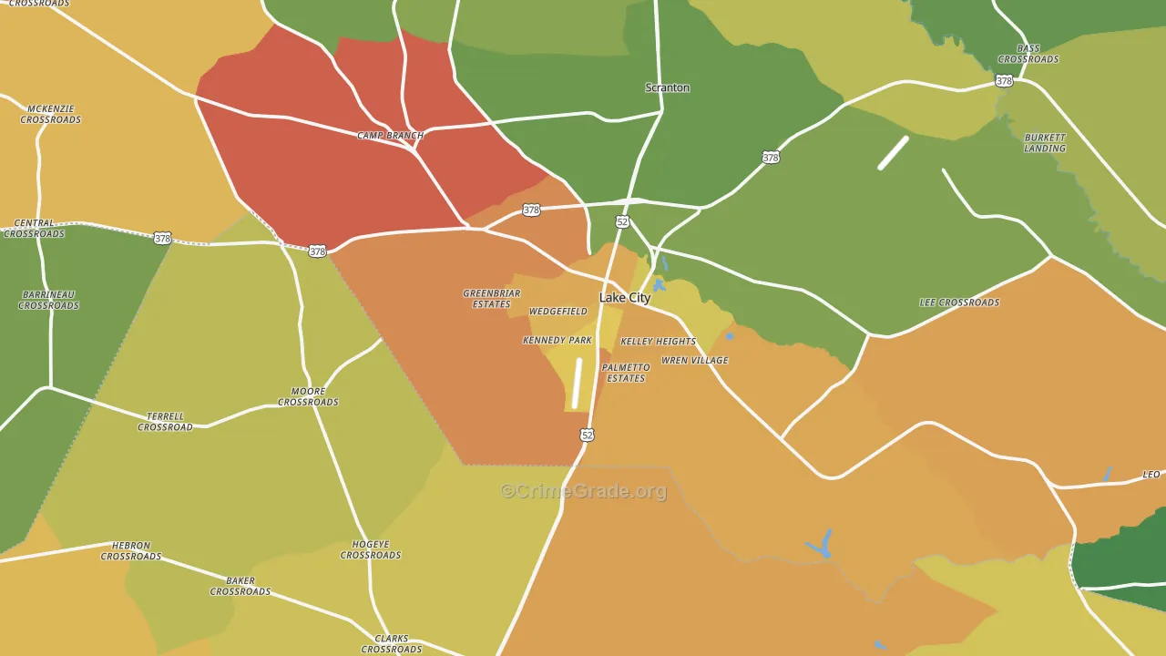 Lake City, SC Map of Drug-Related Crime Rates