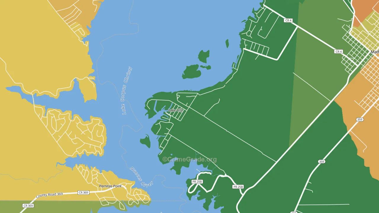 Lake City, TX Map of Drug-Related Crime Rates