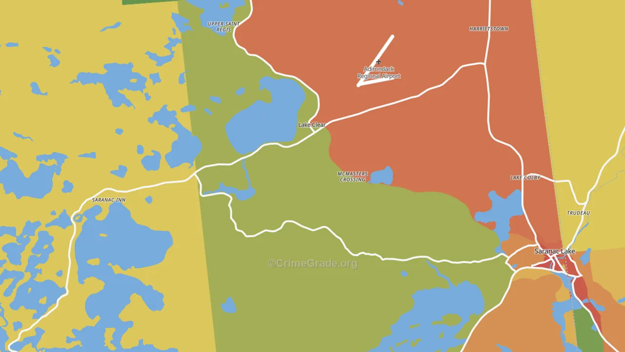 Lake Clear, NY Map of Drug-Related Crime Rates