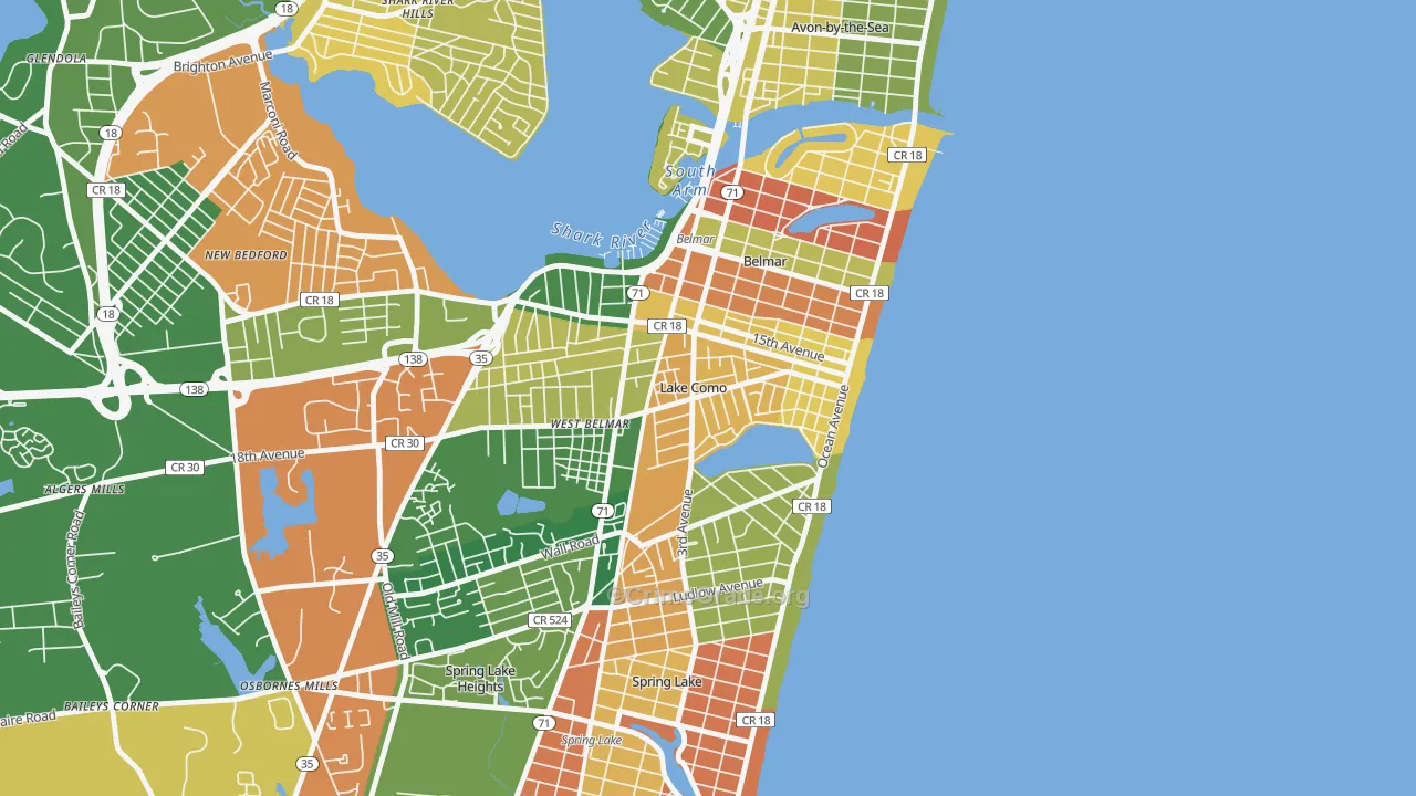 Lake Como, NJ Map of Drug-Related Crime Rates