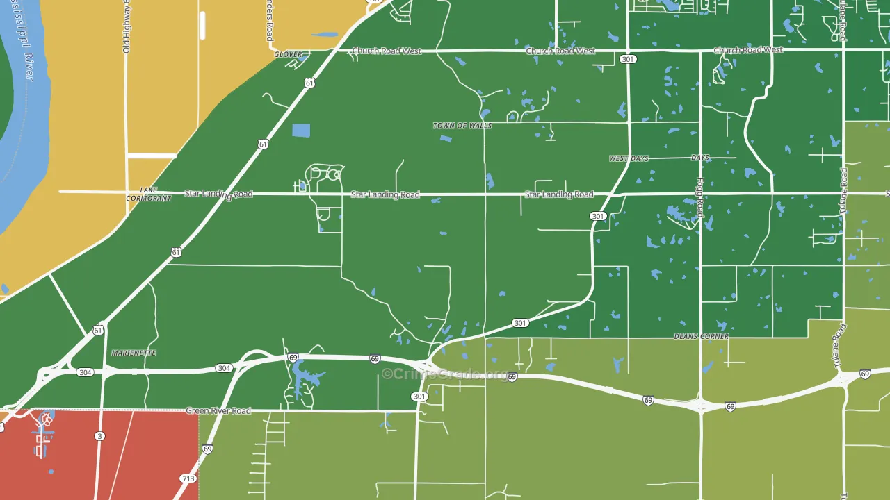 Lake Cormorant, MS Map of Drug-Related Crime Rates