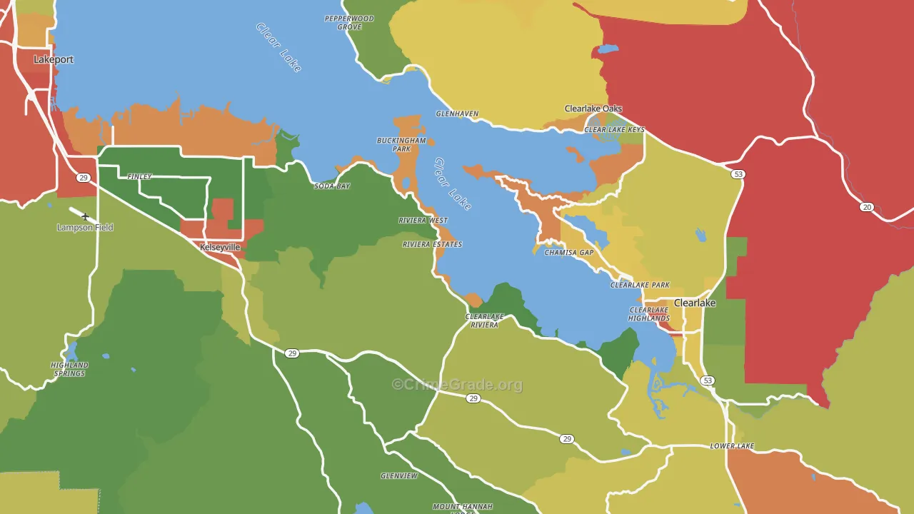 Lake County, CA Map of Drug-Related Crime Rates