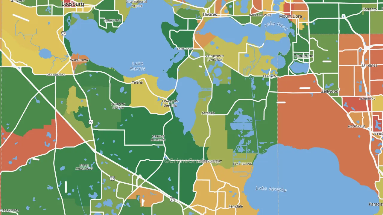 Lake County, FL Map of Drug-Related Crime Rates