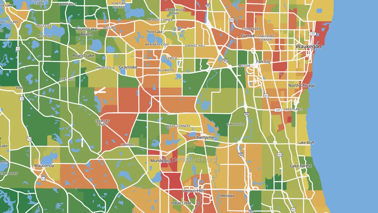 Lake County, IL Map of Drug-Related Crime Rates