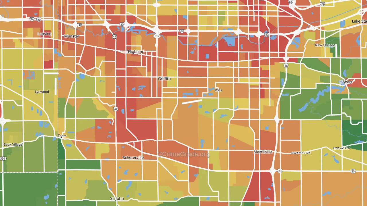 Lake County, IN Map of Drug-Related Crime Rates