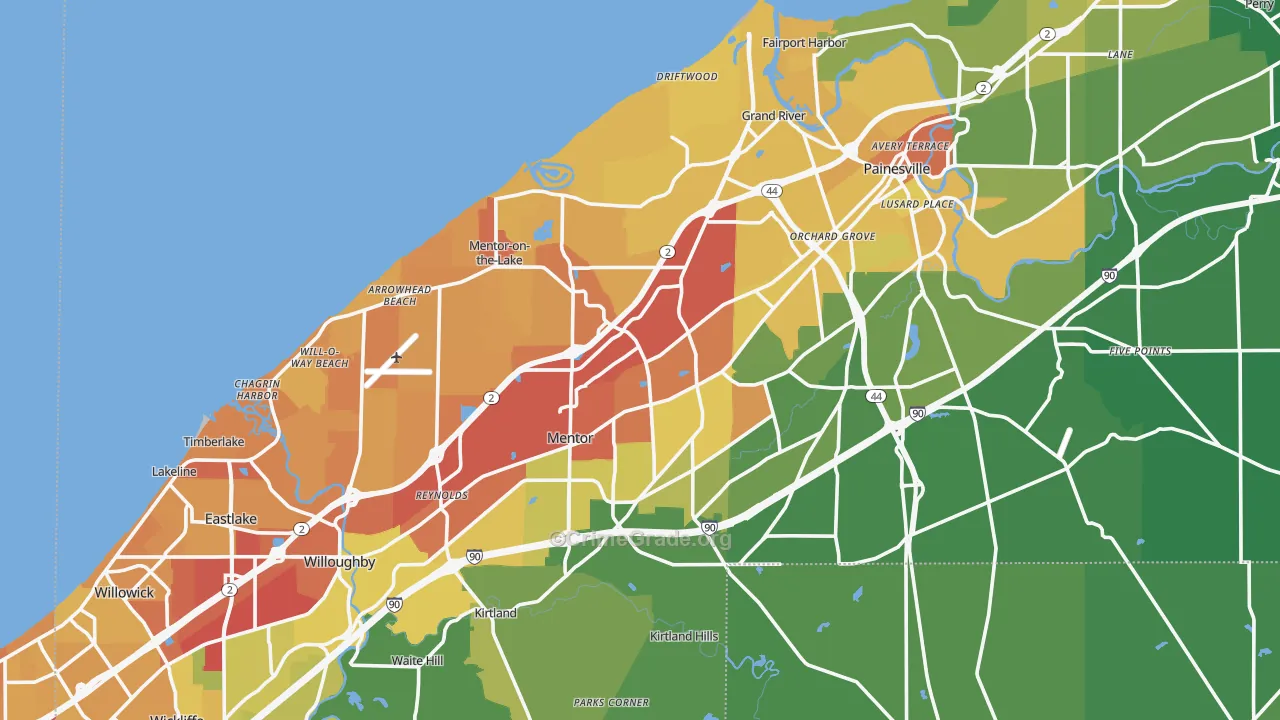 Lake County, OH Map of Drug-Related Crime Rates