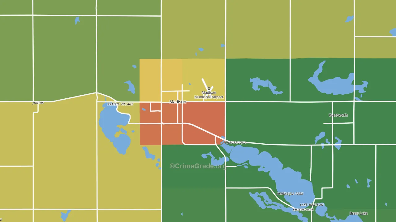 Lake County, SD Map of Drug-Related Crime Rates
