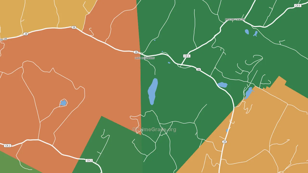 Lake Delaware, NY Map of Drug-Related Crime Rates