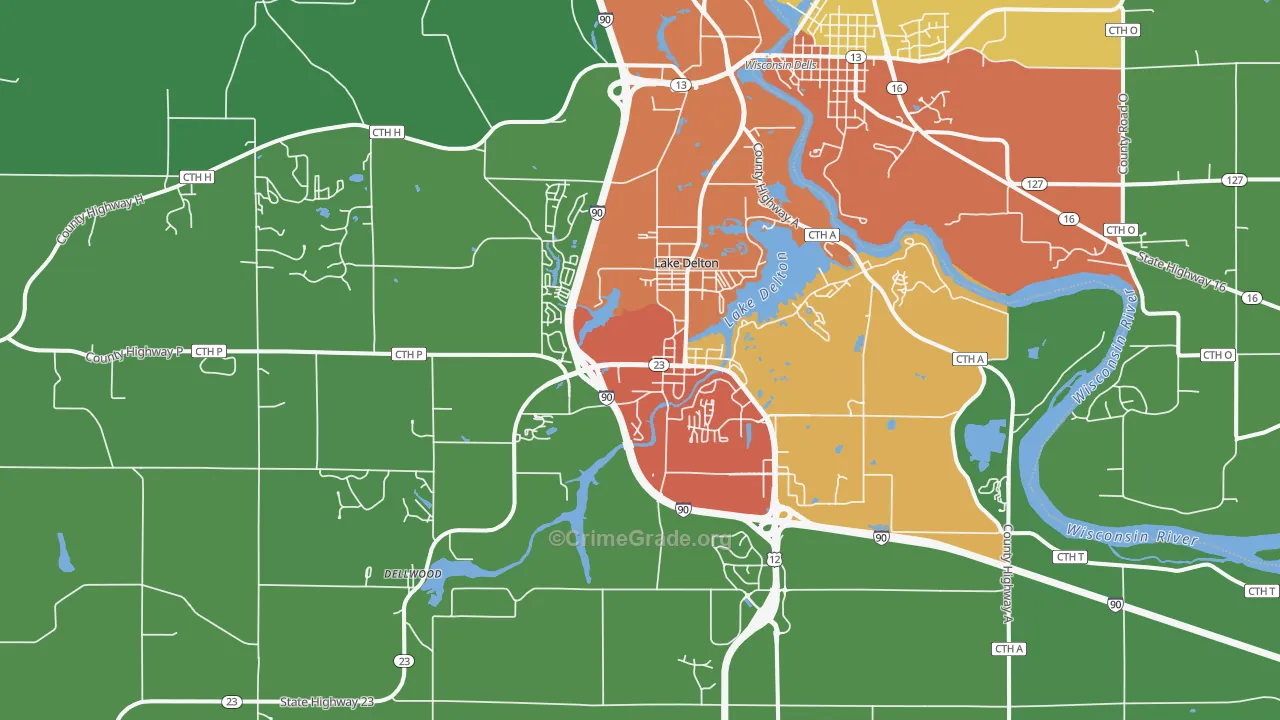 Lake Delton, WI Map of Drug-Related Crime Rates