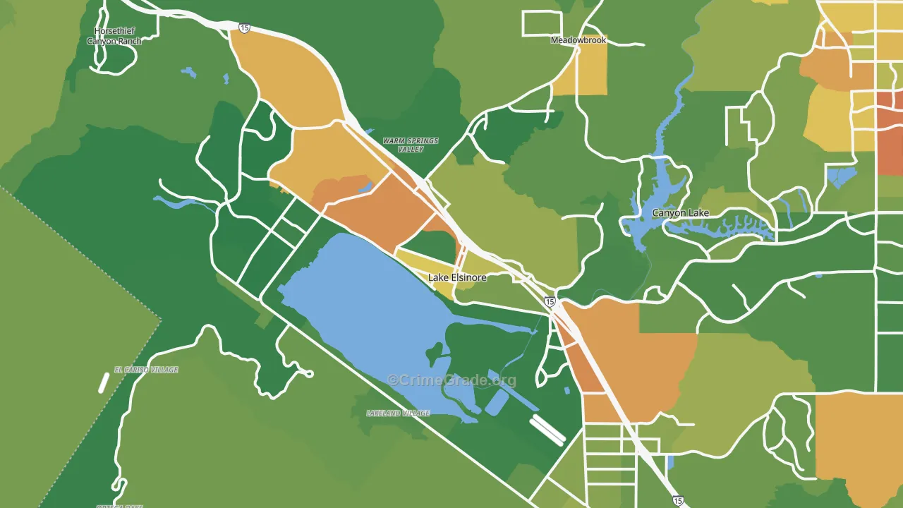 Lake Elsinore, CA Map of Drug-Related Crime Rates
