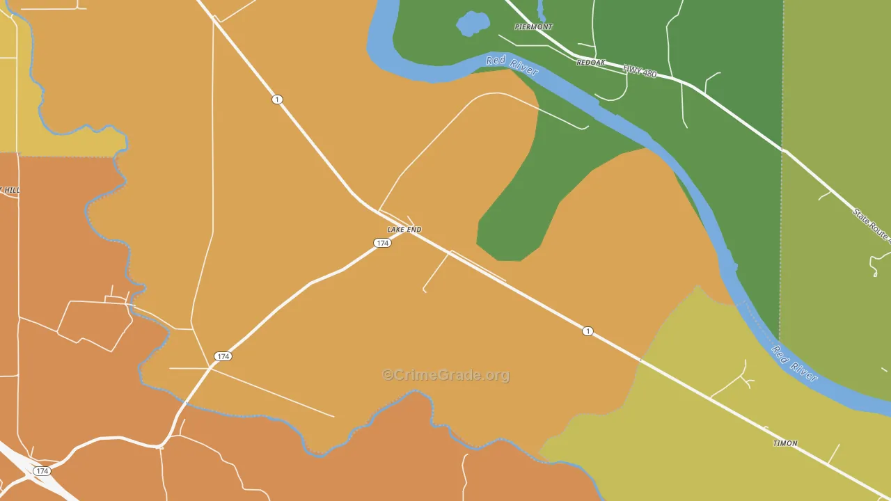 Lake End, LA Map of Drug-Related Crime Rates
