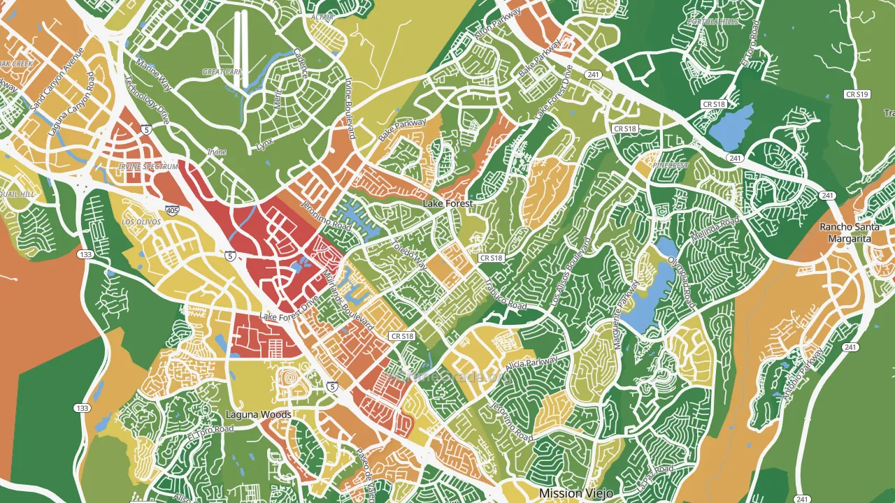 Lake Forest, CA Map of Drug-Related Crime Rates