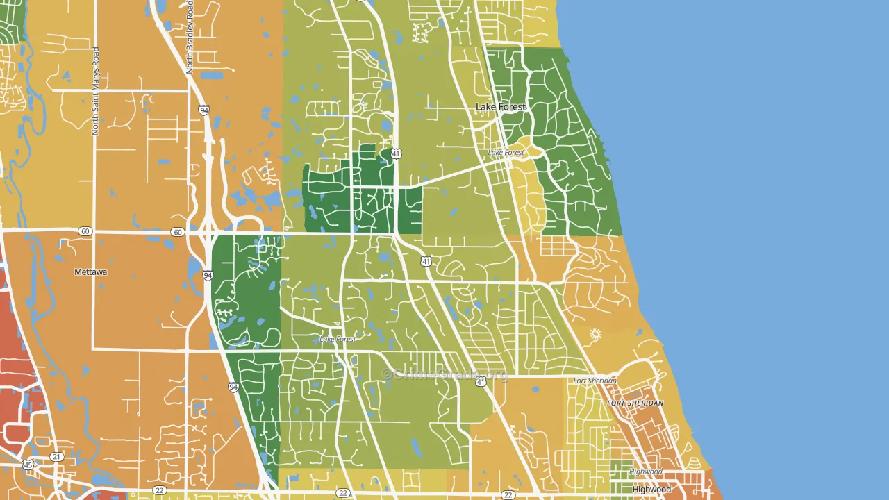 Lake Forest, IL Map of Drug-Related Crime Rates