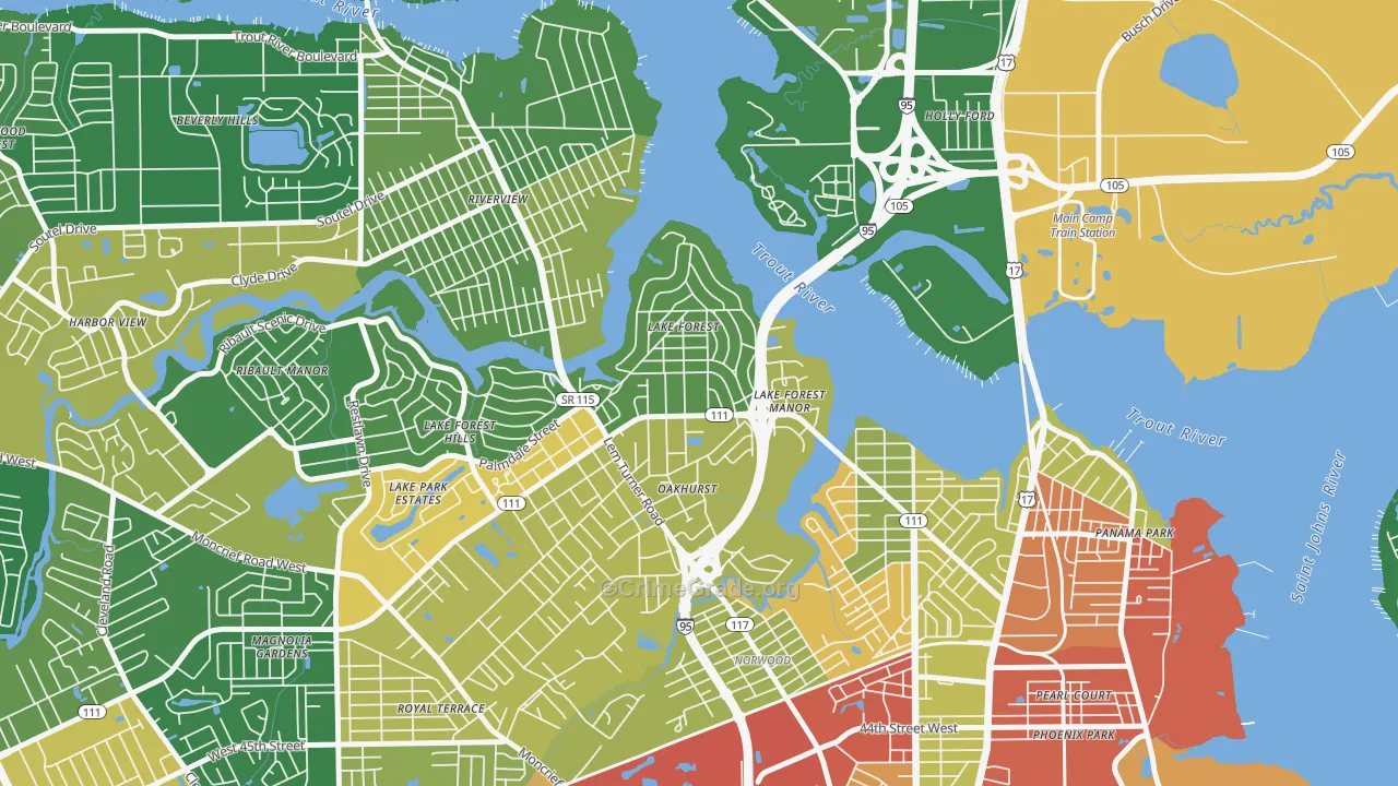 Lake Forest, Jacksonville, FL Map of Drug-Related Crime Rates