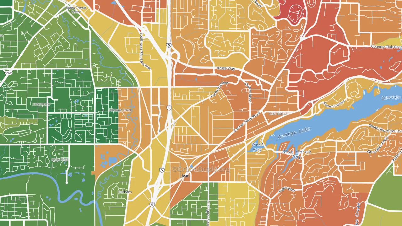 Lake Forest, Lake Oswego, OR Map of Drug-Related Crime Rates