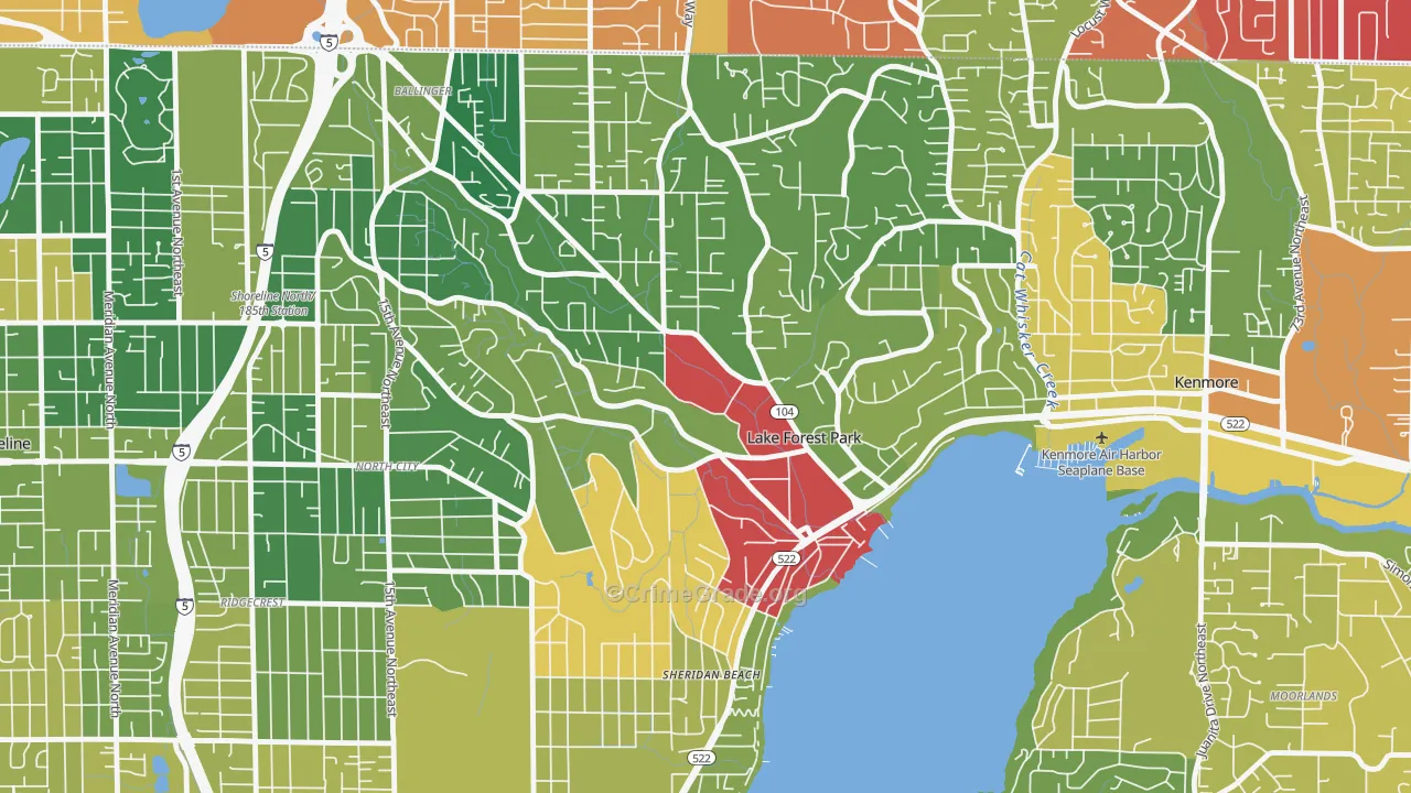 Lake Forest Park, WA Map of Drug-Related Crime Rates