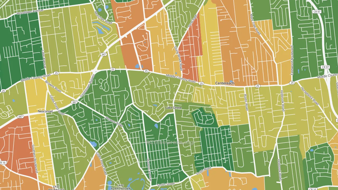 Lake Grove, NY Map of Drug-Related Crime Rates