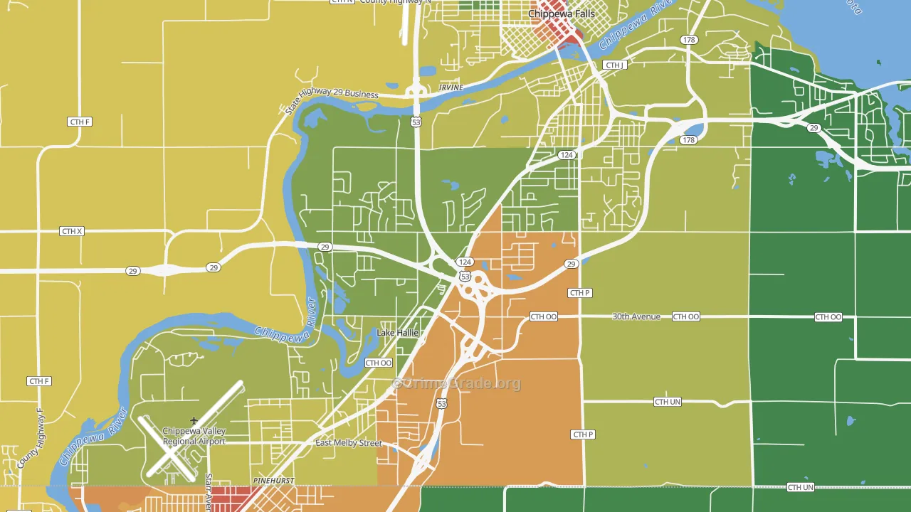 Lake Hallie, WI Map of Drug-Related Crime Rates