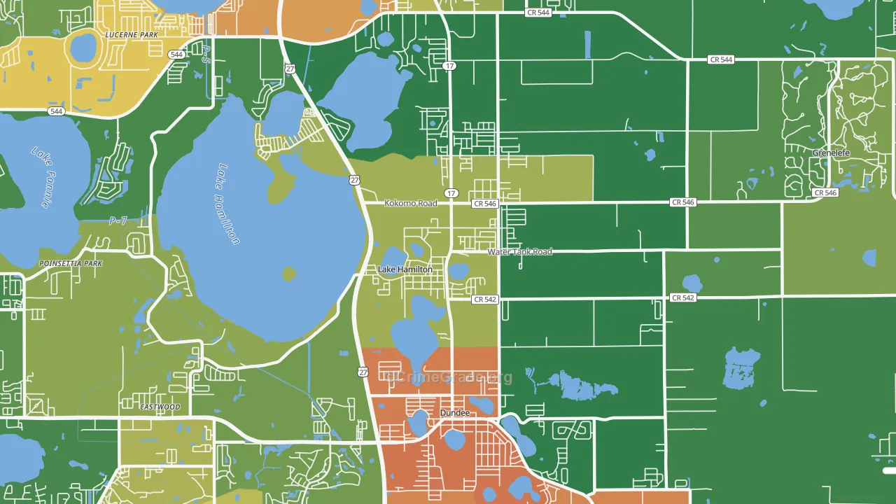 Lake Hamilton, FL Map of Drug-Related Crime Rates
