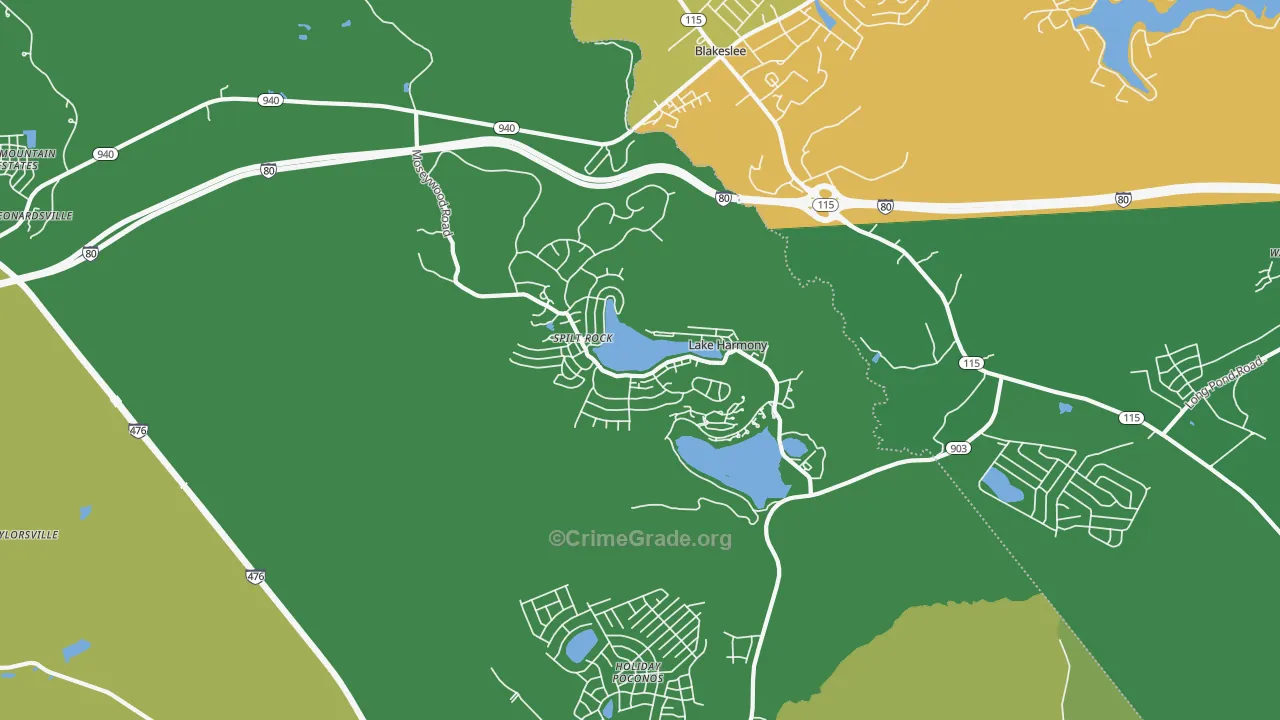 Lake Harmony, PA Map of Drug-Related Crime Rates