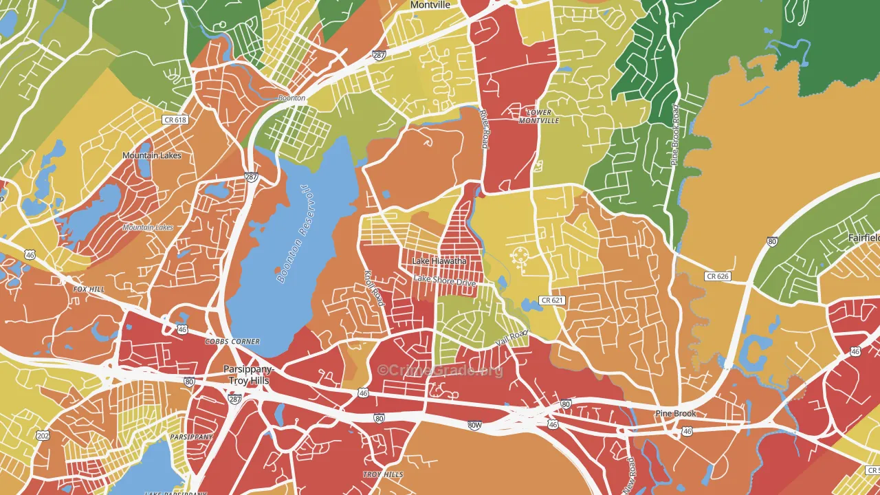 Lake Hiawatha, NJ Map of Drug-Related Crime Rates