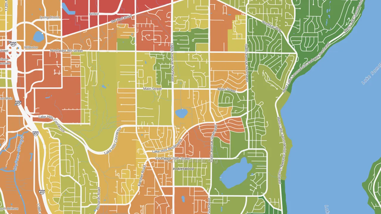 Lake Hills, Bellevue, WA Map of Drug-Related Crime Rates